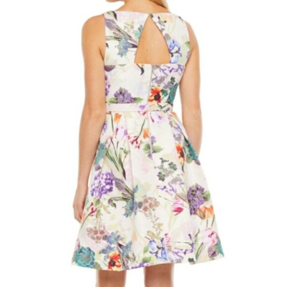 Women's Danny & Nicole Floral Fit & Flare Wedding Guest Dress NWT has Pockets - Picture 7 of 9